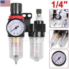 1/4" Air Compressor Oil Water Separator Regulator Moisture Trap In Line Filter