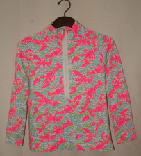 Lilly Pulitzer Girls Skipper Popover Size XL 12-14 Lobster Pocket 1/2 Zip 25642