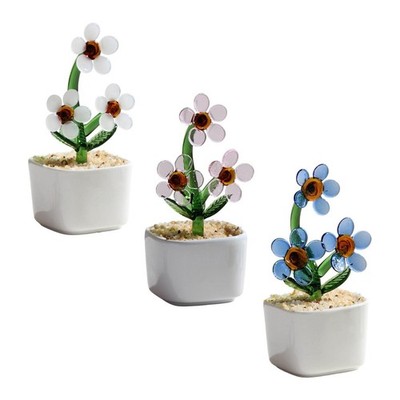 Glasblumen -Ornament Simulation Topfstatue für Cafe Office Study Room