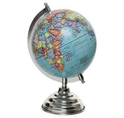 Globus Blau Weltkugel mit Ständer Standglobus Geografische Karte Ø 16cm