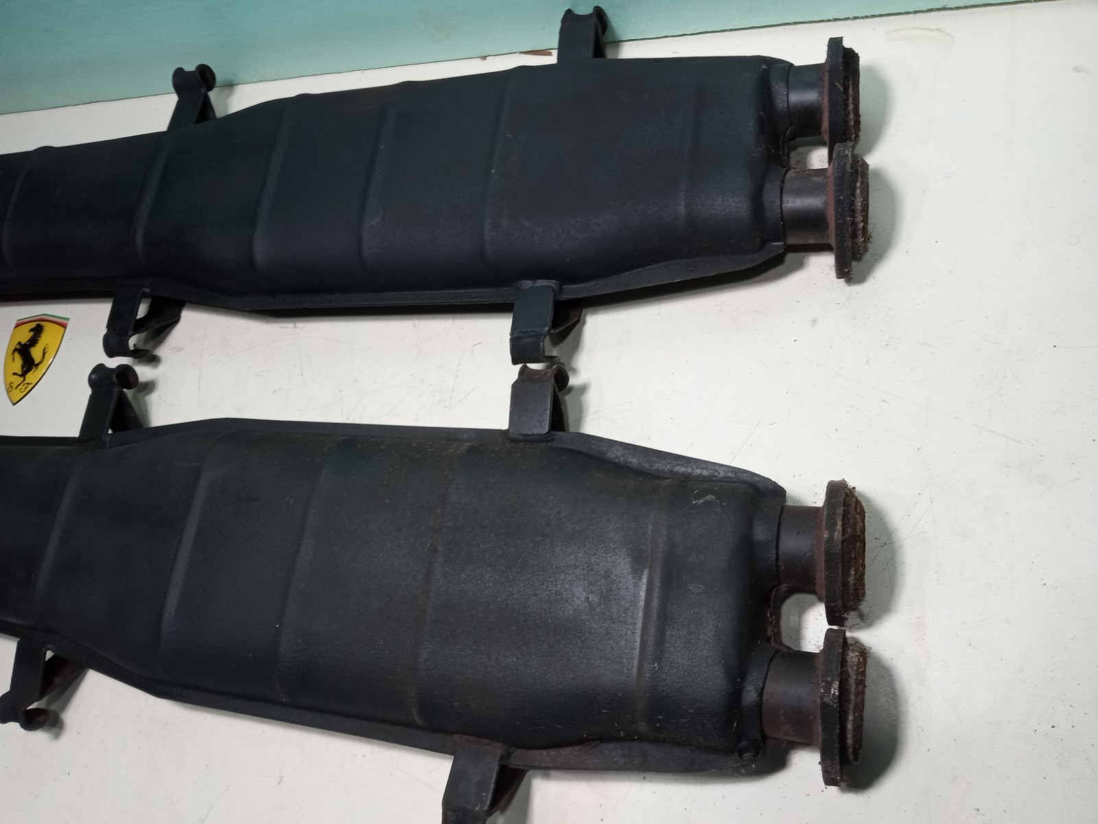 Ferrari 365 GTC/4 Engine Exhaust Pipe Muffler Silencers_Pair_GENUINE
