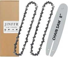 8 Inch Bar and Chain Combo - 3/8" LP Pitch 050" Gauge 33 Drive Links Fits POR...