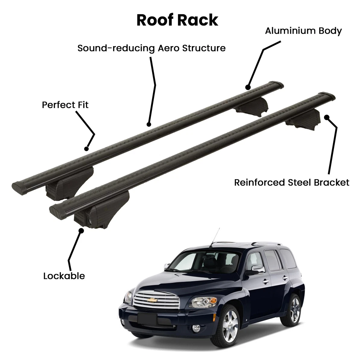 2 Pcs Black Cross Bars for CHEVROLET HHR MPV 2007 2011