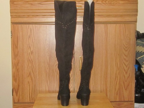 Bamboo Womens Black Suede Over The Knee Boots-Size:7.5-New With Box - Picture 6 of 7