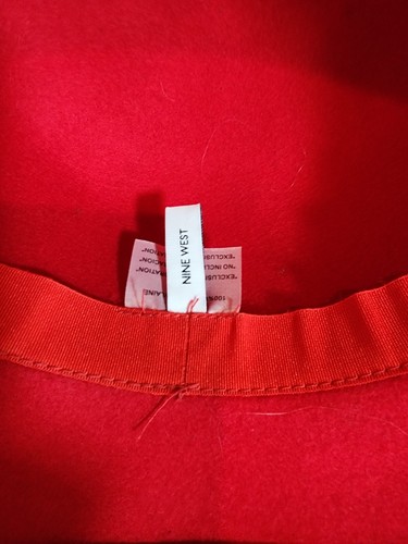 NWOT Nine West Red 100% Wool Cloche Bell Hat Brown Faux Lether Trim Classy - Picture 7 of 8