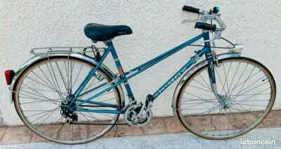 Vélo Vintage Peugeot Cycle - Mixte Homme/femme - Bleu - Cadre Acier 28" - 10 Vitesses - Ville