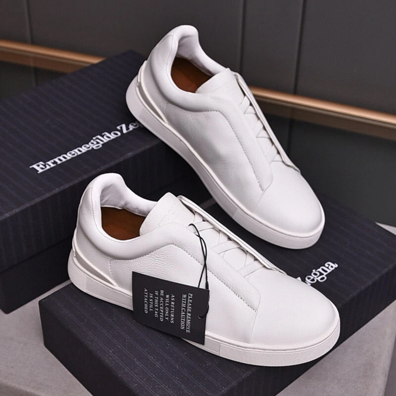 eZEGNA Zapatos sin cordones de cuero con correa cruzada Zapatos de tablero Foto 2 de 4