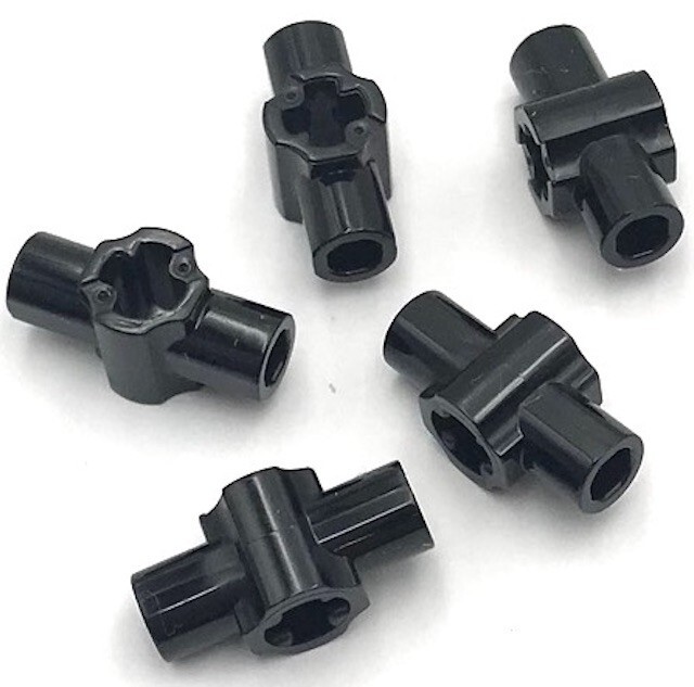 Lego 5 New Black Technics Axle Connector Hub w/ Two Bar Holders