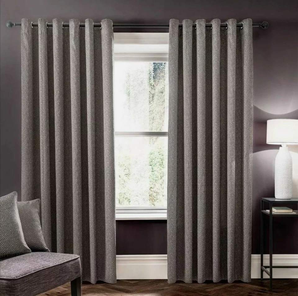 Cortinas con ojales STUDIO G forradas de lujo tejidas diseño en zigzag Verona 66x90 - Imagen 1 de 1