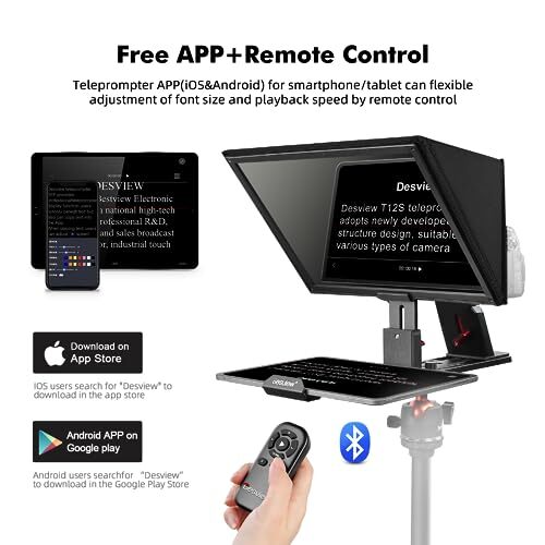 T12S Teleprompter, 12.9 inch Mirror Aluminum Alloy Teleprompters with