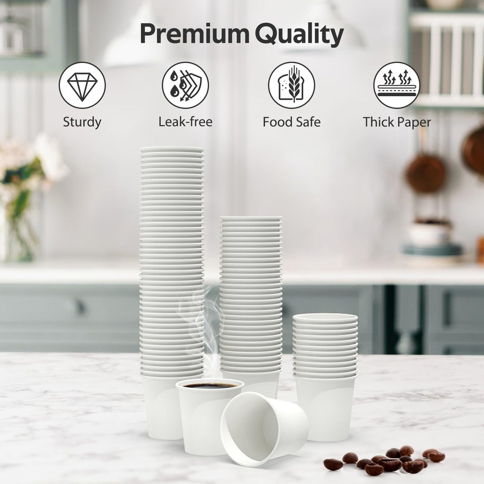 100 Count Paper Cups 4 Oz Leakfree Food Safe 4oz Cups Paper Coffee Cups ...