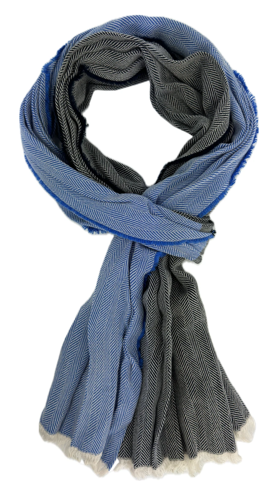 Cotton scarf women's scarf men's scarf crinkled look two-tone look in blue midnight blue