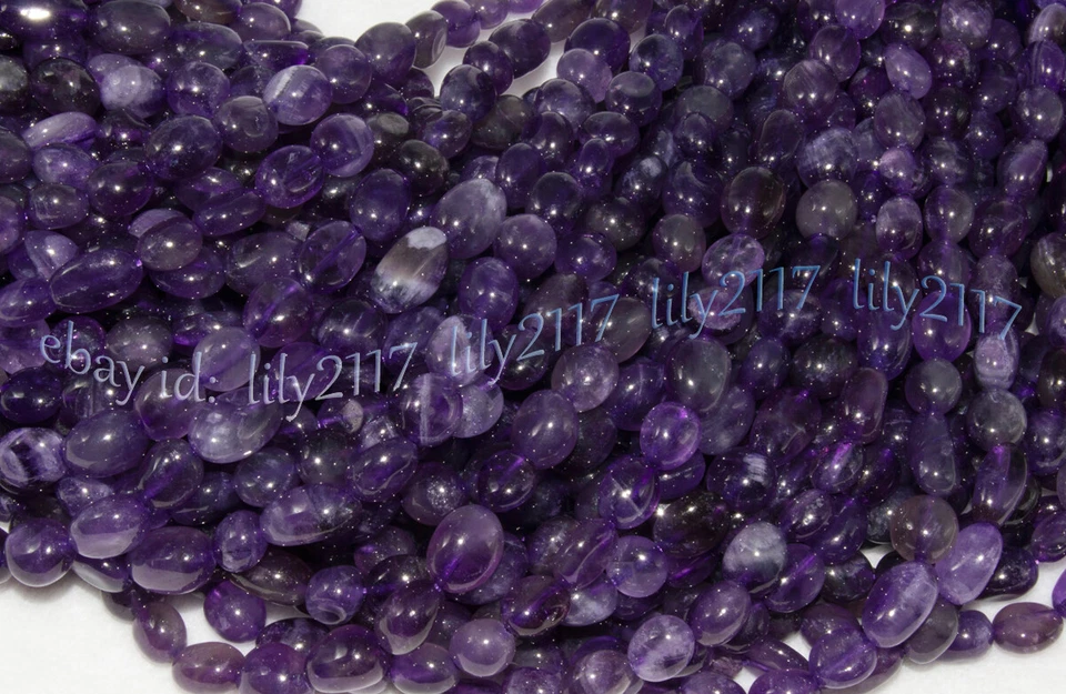 9-11mm Natural Purple Amethyst Irregular Freeform Gems Loose Beads 15'' Strand - Image 4 of 4