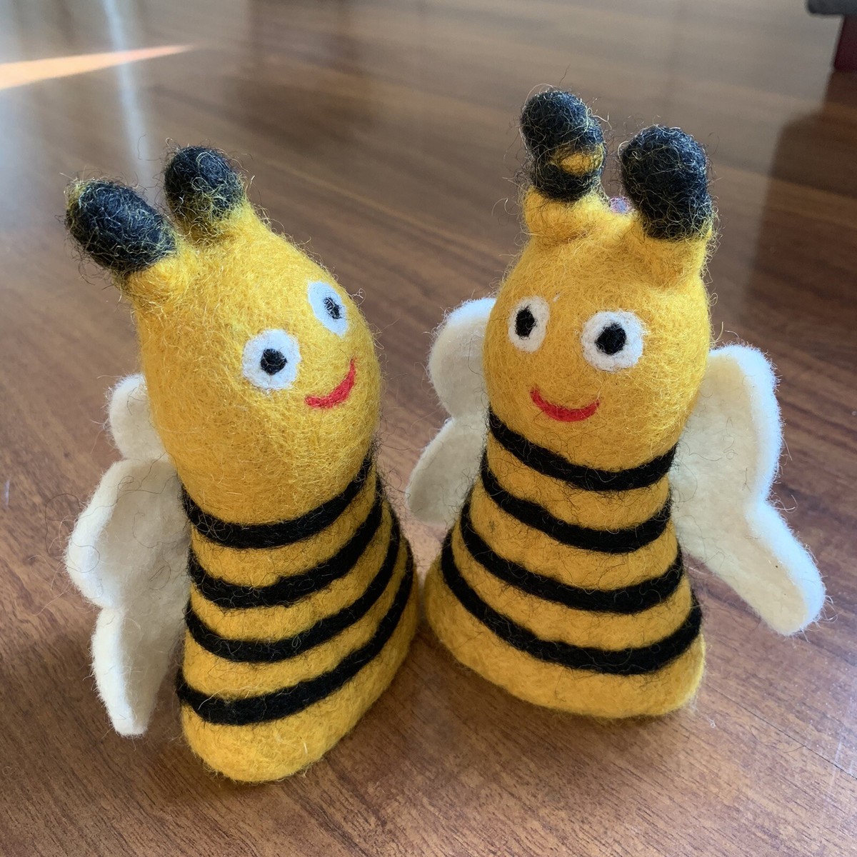 Felt Plush Toy Nepalese Handmade Black Yellow White Bee for Kids