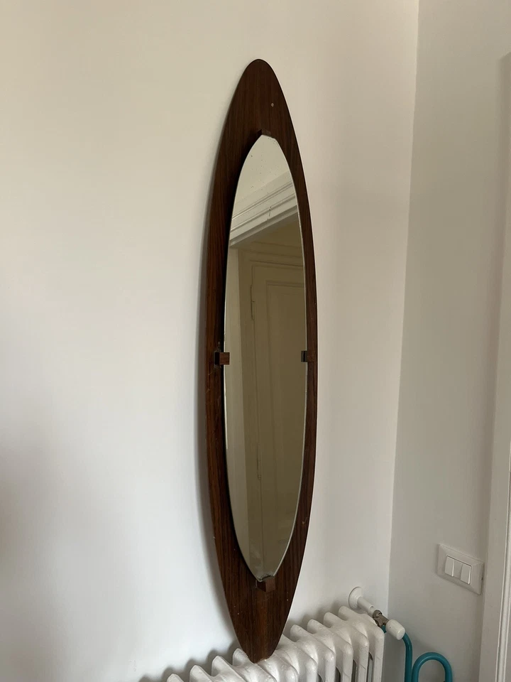 GRANDE SPECCHIO ORIGINALE VINTAGE ANNI 50/60 IN TEAK Design Scandinavo - Immagine 2 di 4