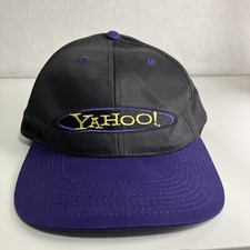 Vintage Yahoo! Adjustable Hat Cap Strapback Yahoo.com Y2K 2000s Black Purple