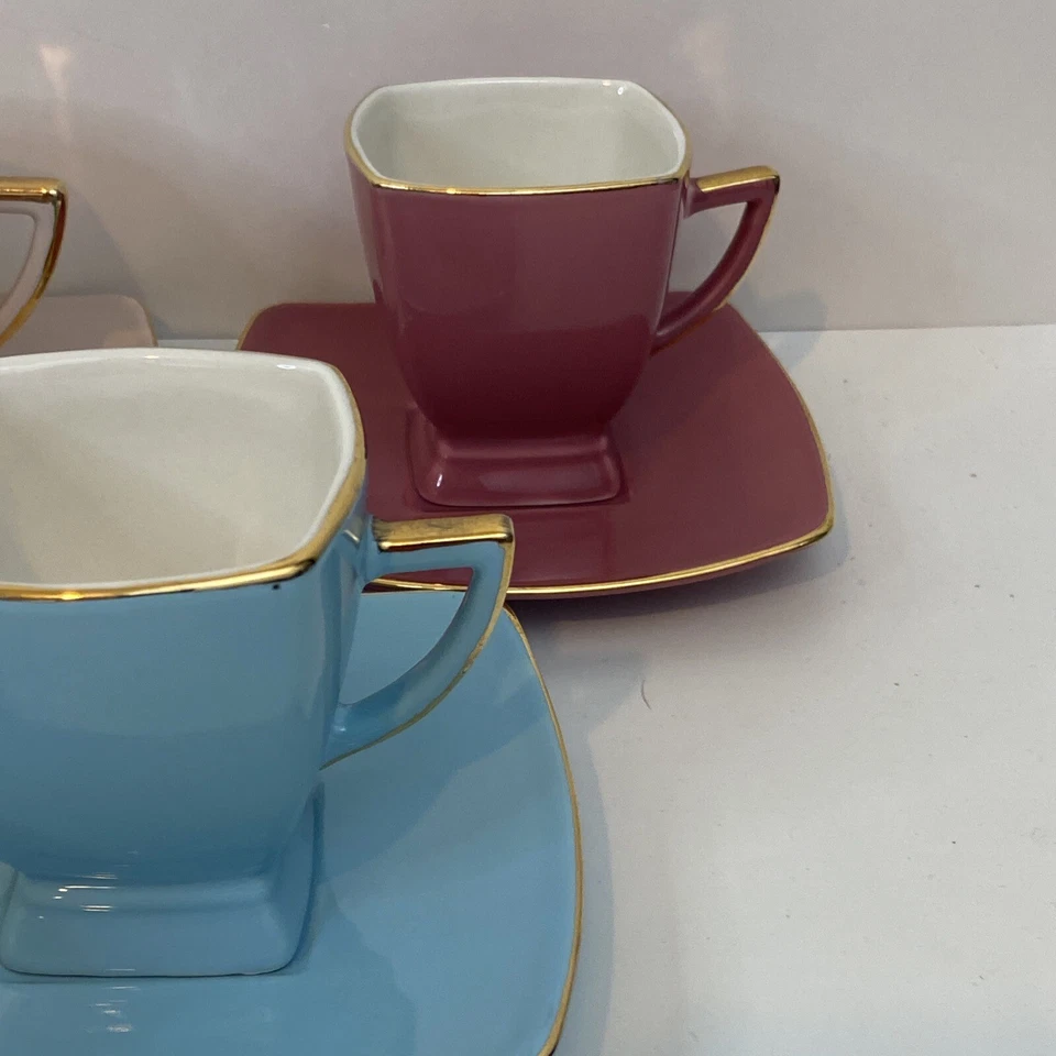 Juego clásico de tazas y platillos de café y té pastel juego de 5+ (1 taza extra) Foto 4 de 4