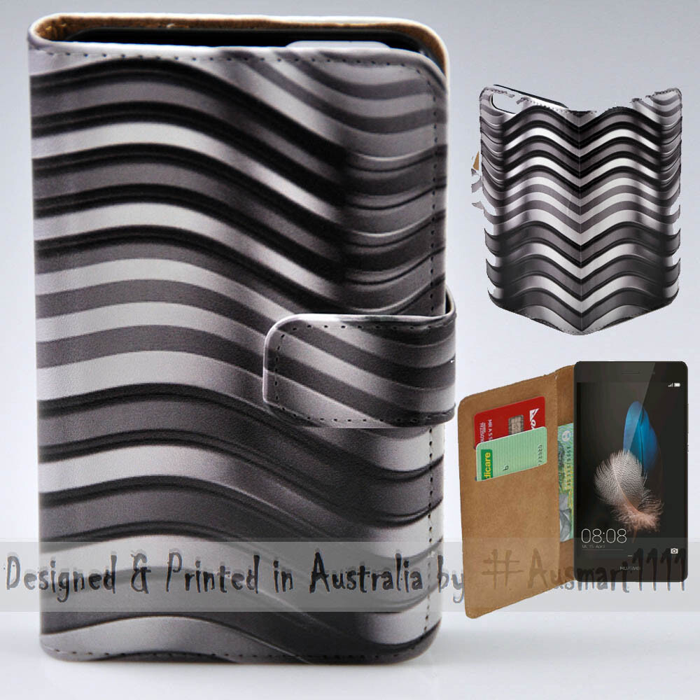For Huawei Series - Curve Steel Texture Print Wallet Mobile 