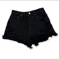 Abercrombie Fitch High Rise Black Distressed Denim Shorts- Size 2/26