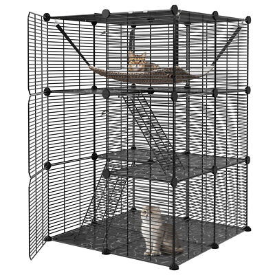 Fit 1-2 Cats Cat Cage Indoor Cat Enclosures DIY Cat Playpen Metal Kennel Hammock