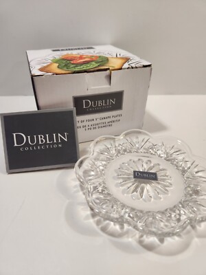 NEW Dublin Crystal Set Of 2 Canapé Plates, Model: 25765!