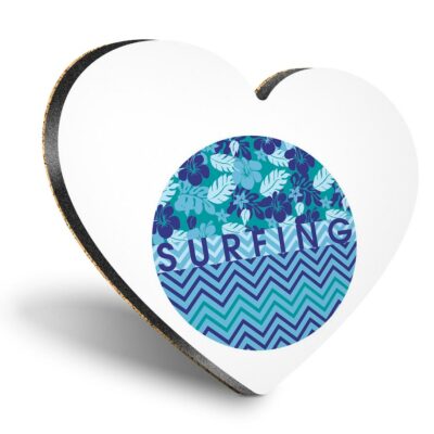 Herz MDF Untersetzer - Blau Surfen Surf Surfer #9012