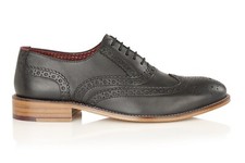Image of Mens Classic Oxford Brogues Real Leather Formal Gatsby Wing Tip Lace Up Shoes
