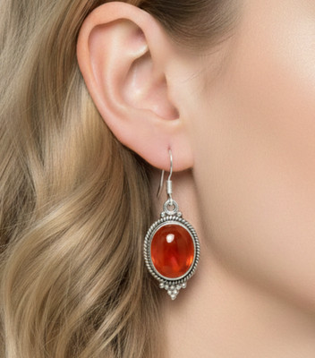 Roter Karneol 925 Sterlingsilber natürlicher Juli Monat Edelstein Haken Ohrring