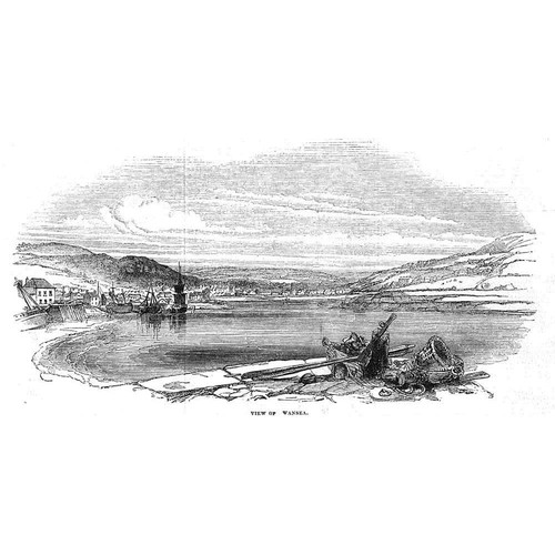 SWANSEA View of the Town - Antique Print 1843