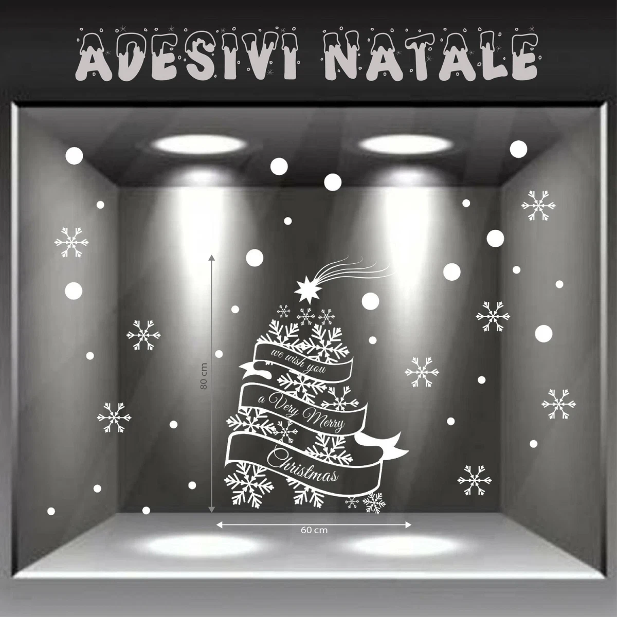 VETROFANIA ADESIVO VETRINA Albero Natale Merry Christmas Adesivi 112594516580 - Foto 5