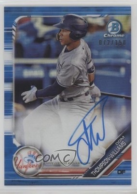 2019 Bowman Chrome Prospect Blue Refractor 72/150 Dom Thompson-Williams Auto ns6