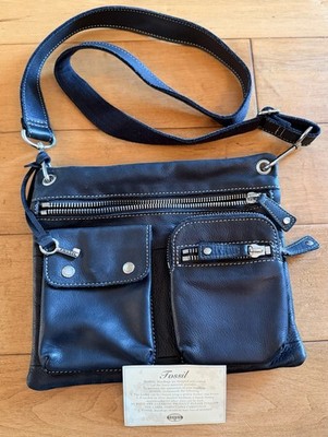 Fossil vintage navy leather organizer crossbody Fossil Organizer Bag - Etsy main image 3