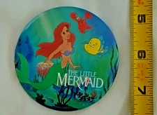 Vintage THE LITTLE MERMAID Button Pinback Bright Colors EUC