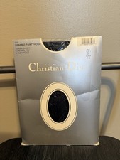 Vintage Christian Dior Black Seamed Sheer Control Top Pantyhose Size 1 NOS