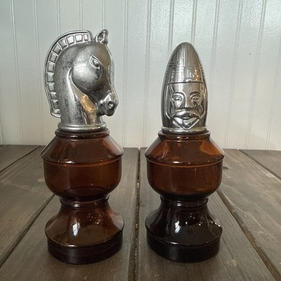 Vintage Avon Chess Set Pieces, Decanters of the Bishop and the Knight