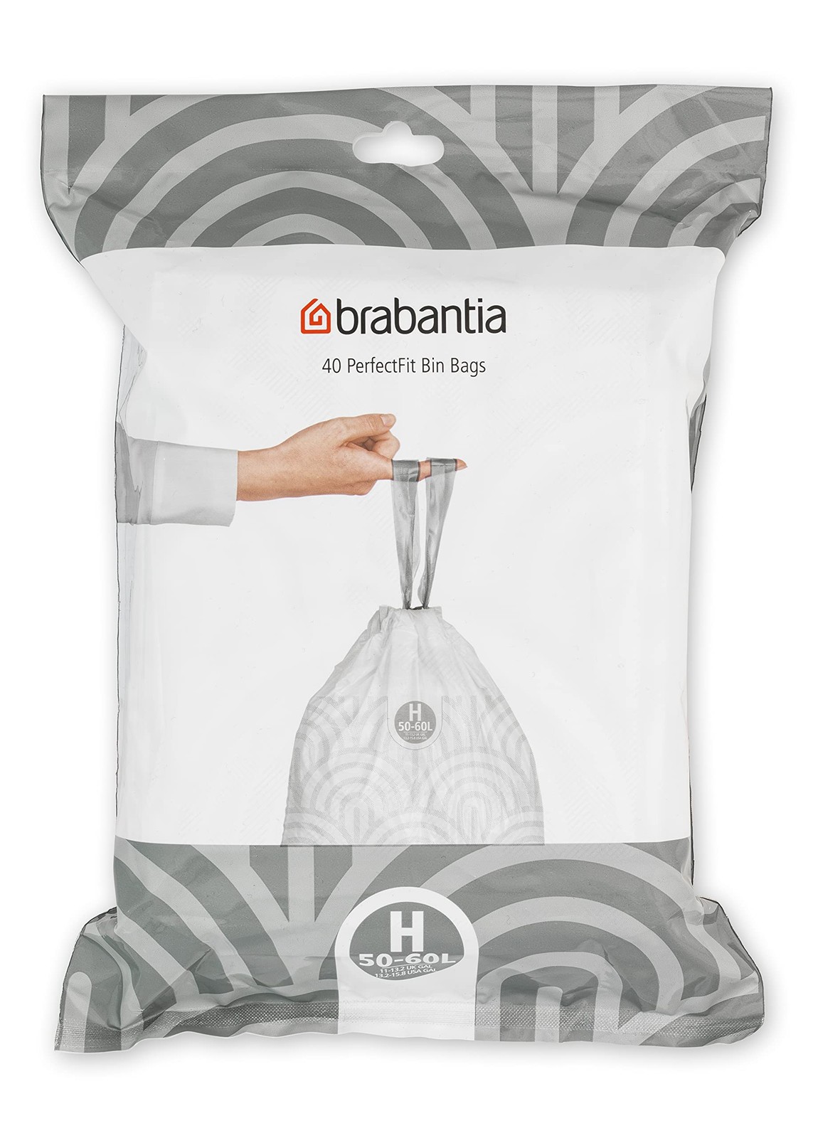 Brabantia H 5060L PerfectFit Durable Drawstring Bin Bags, 40 Count