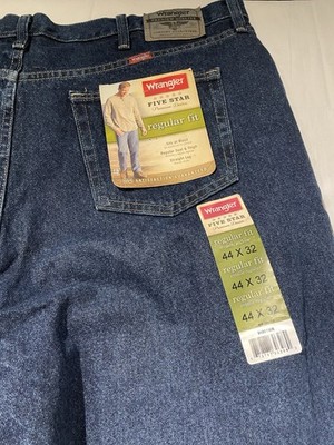 Wrangler Five Star Premium Denim Regular Fit Straight Blue Jeans Men s 44x32 NWT