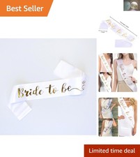 Elegant Bride to Be Sash in White Satin with Rose Gold Foil   Perfect for Bri...