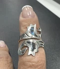 Vintage Mexico Bypass Abalone Inlay 925 Sterling Silver Adjustable Ring Stamped