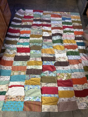 Vintage Handmade Patchwork Quilt Top 76x92 Colorful Crazy