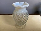 VTG 1940’S FENTON OPALESCENT HOBNAIL RUFFLED TRIM 3.5”H NO DAMAGE