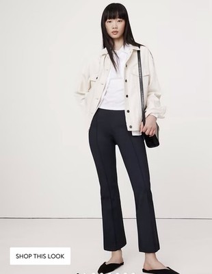 BANANA REPUBLIC CROP FLARE EVERYWHERE PONTE PULL-ON PANT BLACK SIZE XS