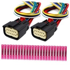 LIZAPUS 2Pcs 12 Pin Front Headlights Connector Compatible with Dodge Charger