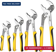 4-piece Groove Joint Pliers Set with Bi-Material Handles, Tongue and Gro