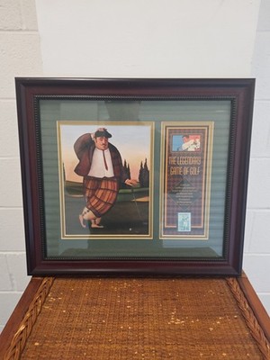 Framed Golf Art Print w/ Bobby Jones Stamp & Woodrow Wilson Quote