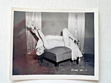1950's Pinup Girl Photograph Brunette Laying on Her Back