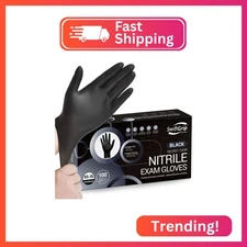 SwiftGrip Disposable Nitrile Exam Gloves, Black Nitrile Gloves Disposable Latex 