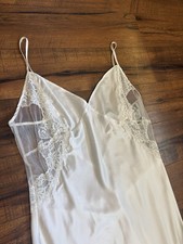 Victoria's Secret Ivory Satin  Lace Maxi Slip Dress Nightgown Large Bridal