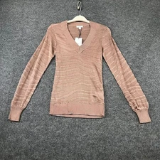 Reiss Striped V-Neck Jumper Women's Size XS Mink