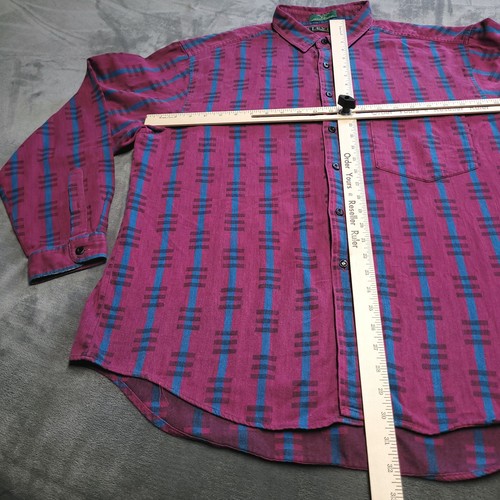Vtg 80s Levis Geometric Striped Cotton Button Up USA Made XL Shirt Long Sleeve - Picture 8 of 8